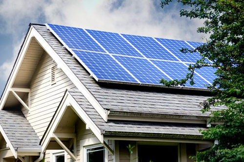 House with solar panels on roof